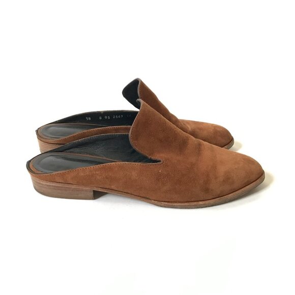 Robert Clergerie Paris Alicel Slides Mules Loafers Womens 38 8 Brown Suede Shoes - Picture 2 of 10
